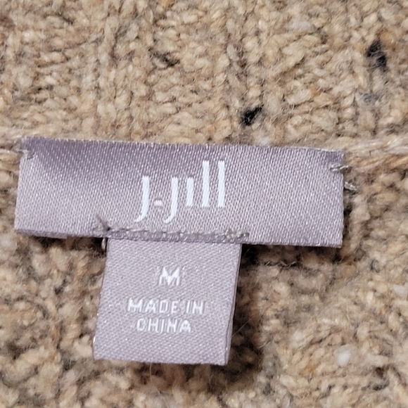 J.Jill Cable Knit Sweater Long Slouchy Wool Blend Brown Oatmeal Color Sz Medium - Picture 10 of 13